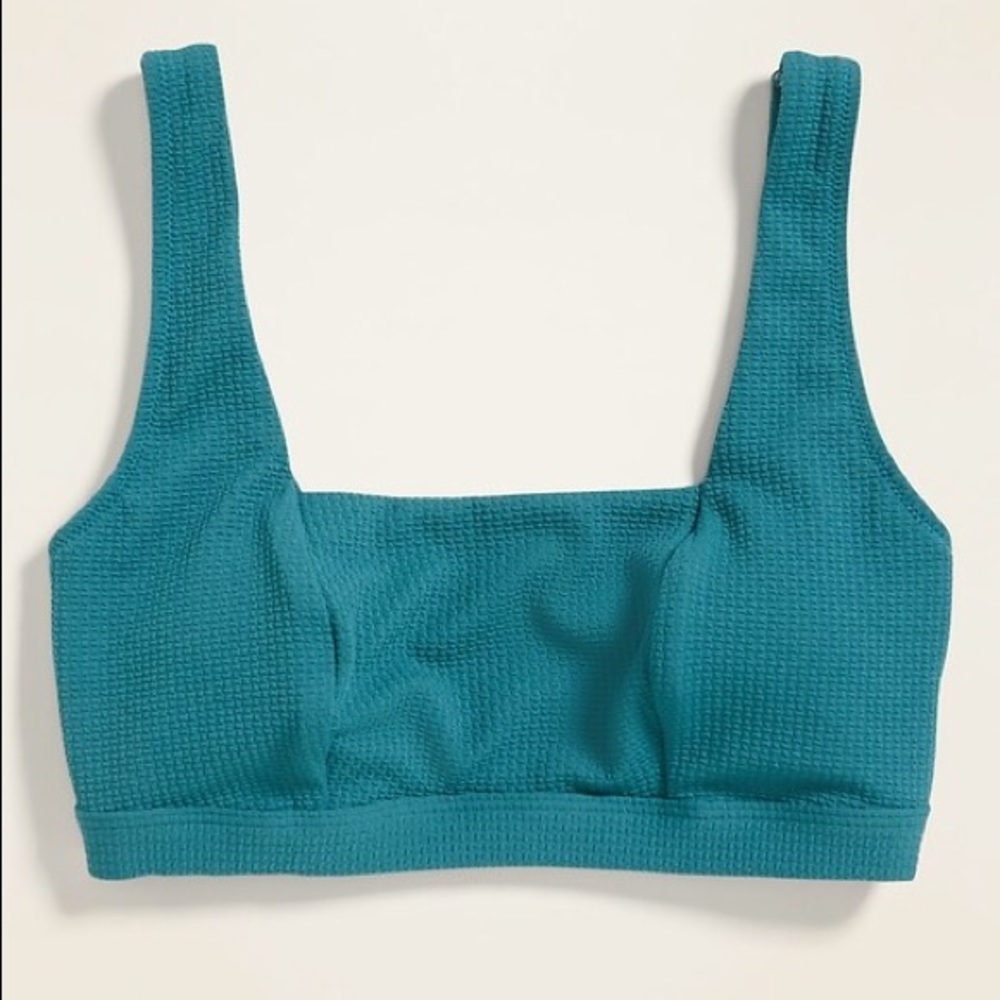 NWT Pique Knit Square-Neck Swim Top